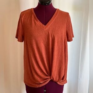 Orange twisted knot t-shirt